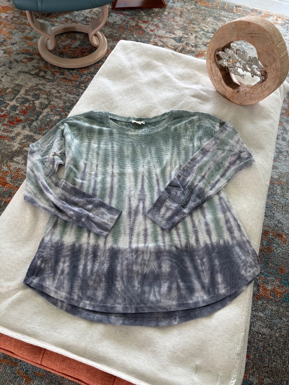 NWOT Mystree Tie Dye Long Sleeve Waffle Knit Shirt Sz M